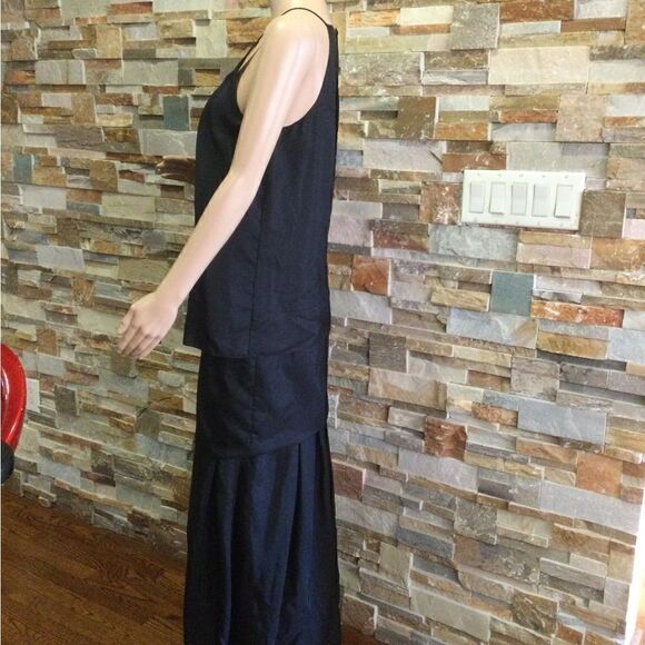 ACNE  Black Satya Layered Crepe Maxi Dress - Picture 2 of 9